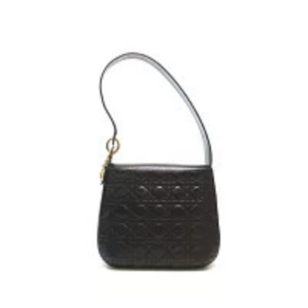 Christian Dior Lady Cannage Hobo Bag Leather Black